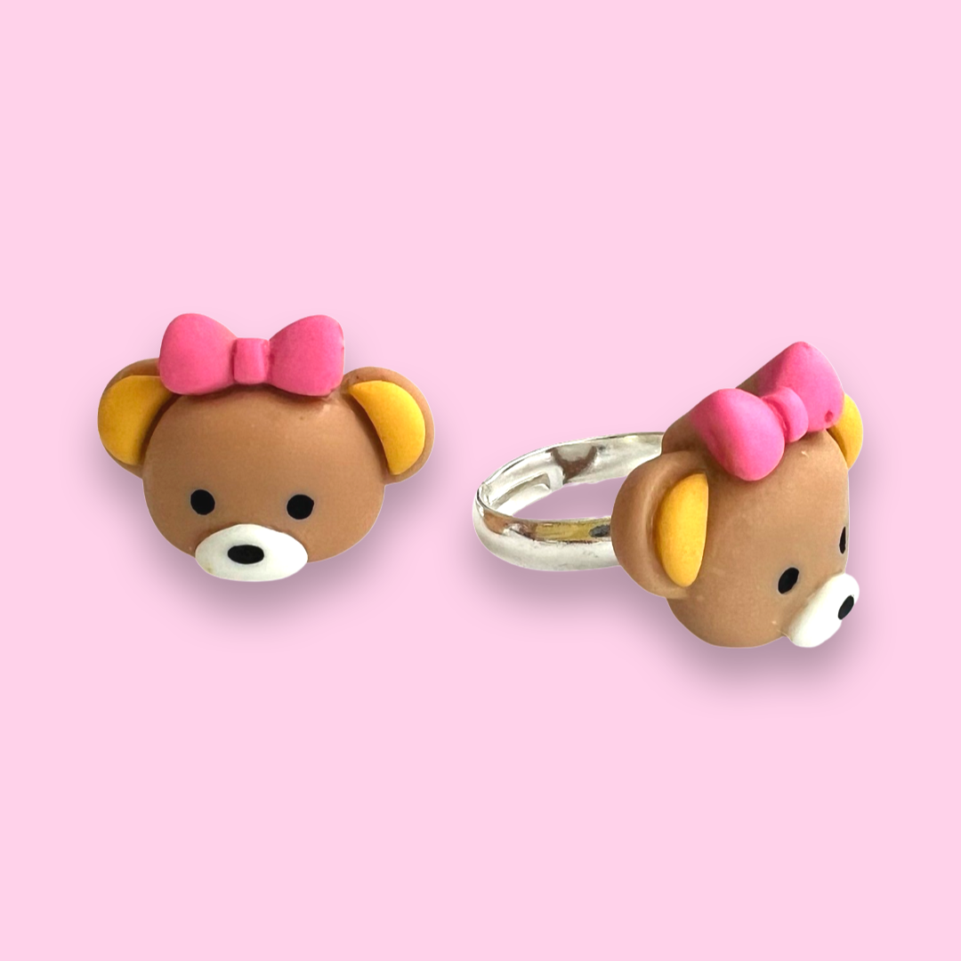 Pop Cutie Kawaii Bow Bear Ring - Adjustable Kids Size