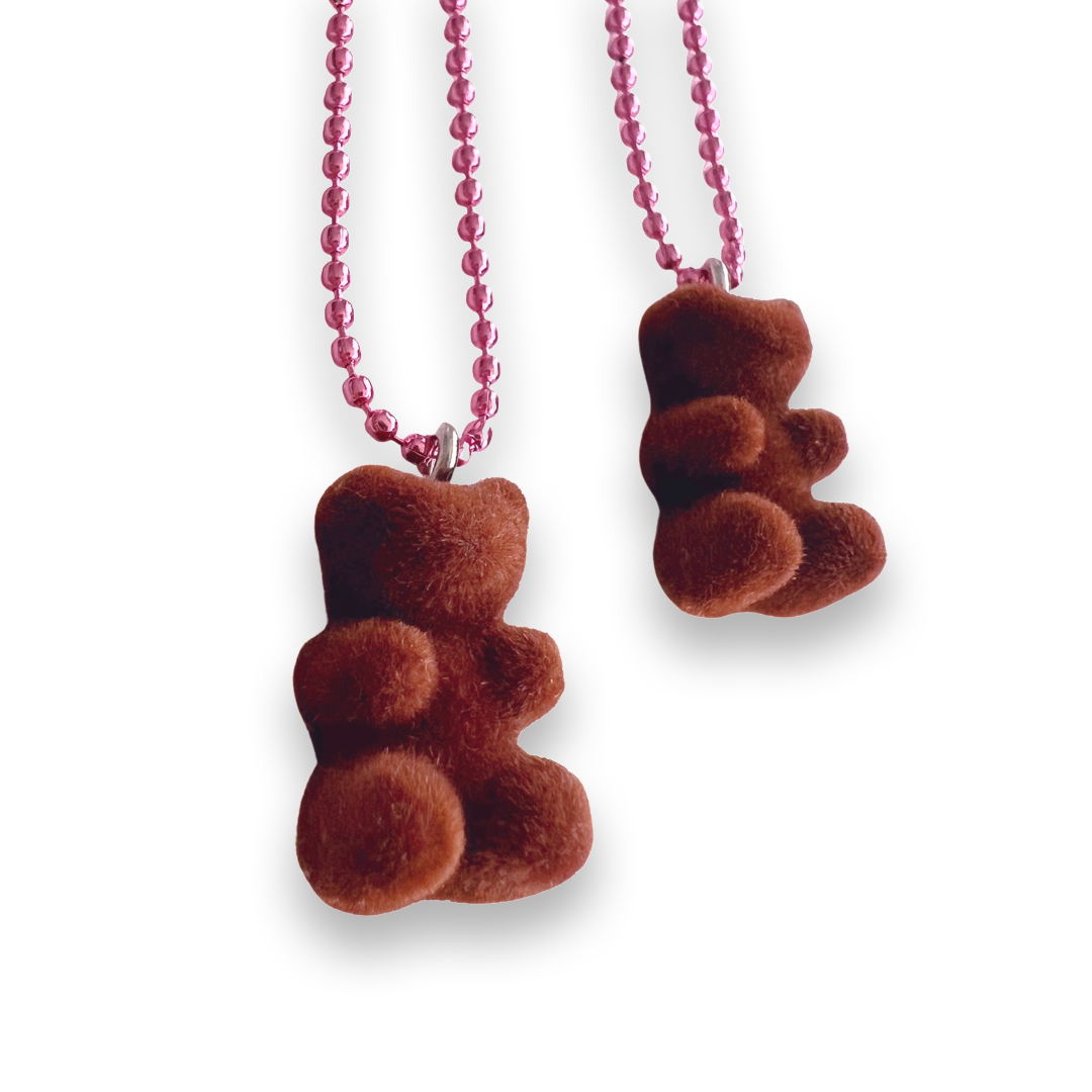 Pop Cutie Fuzzy Chocolate Gummy Bear Necklace