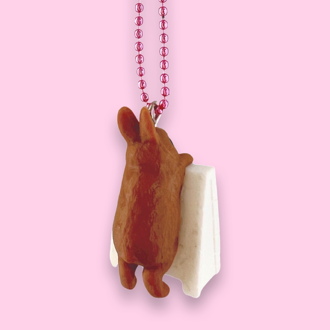 DeLuxe Pop Cutie Coffee Bunny Sign Necklace - Brown Bunny