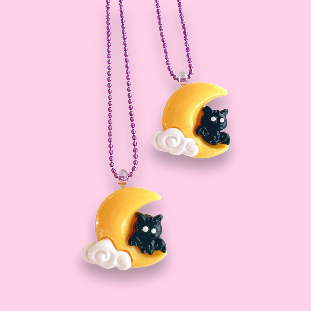 Pop Cutie Halloween Kawaii Bat Moon Necklace