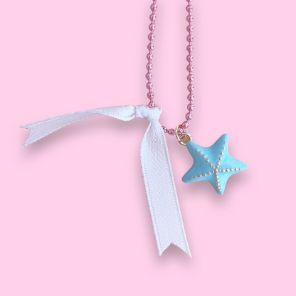 DeLuxe Pop Cutie Enamel Starfish Charm Necklace - Handmade