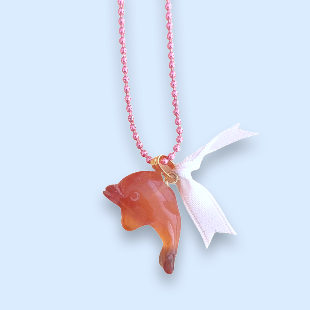 DeLuxe Pop Cutie Gemstone Dolphin Charm Necklace - Handmade