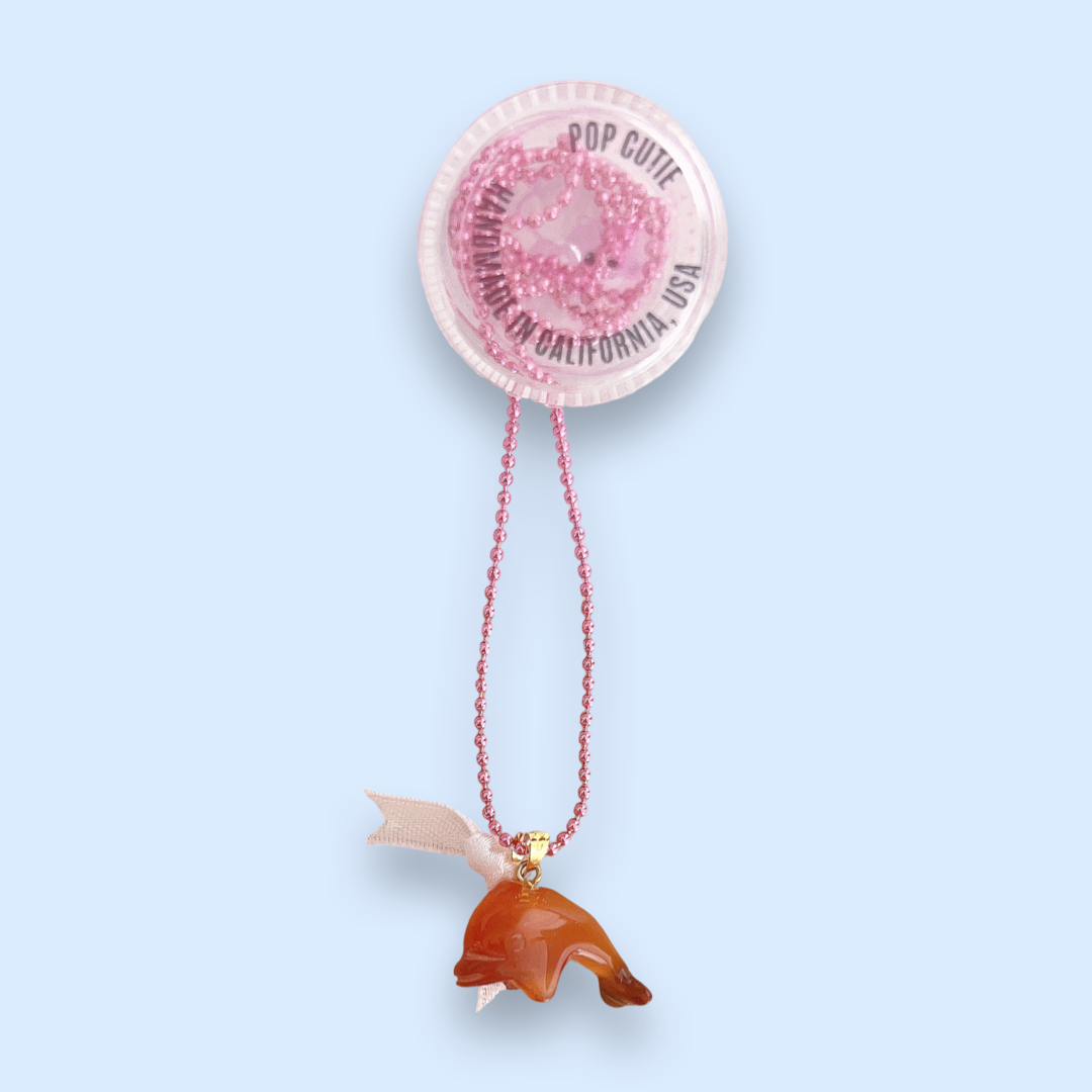 DeLuxe Pop Cutie Gemstone Dolphin Charm Necklace - Handmade