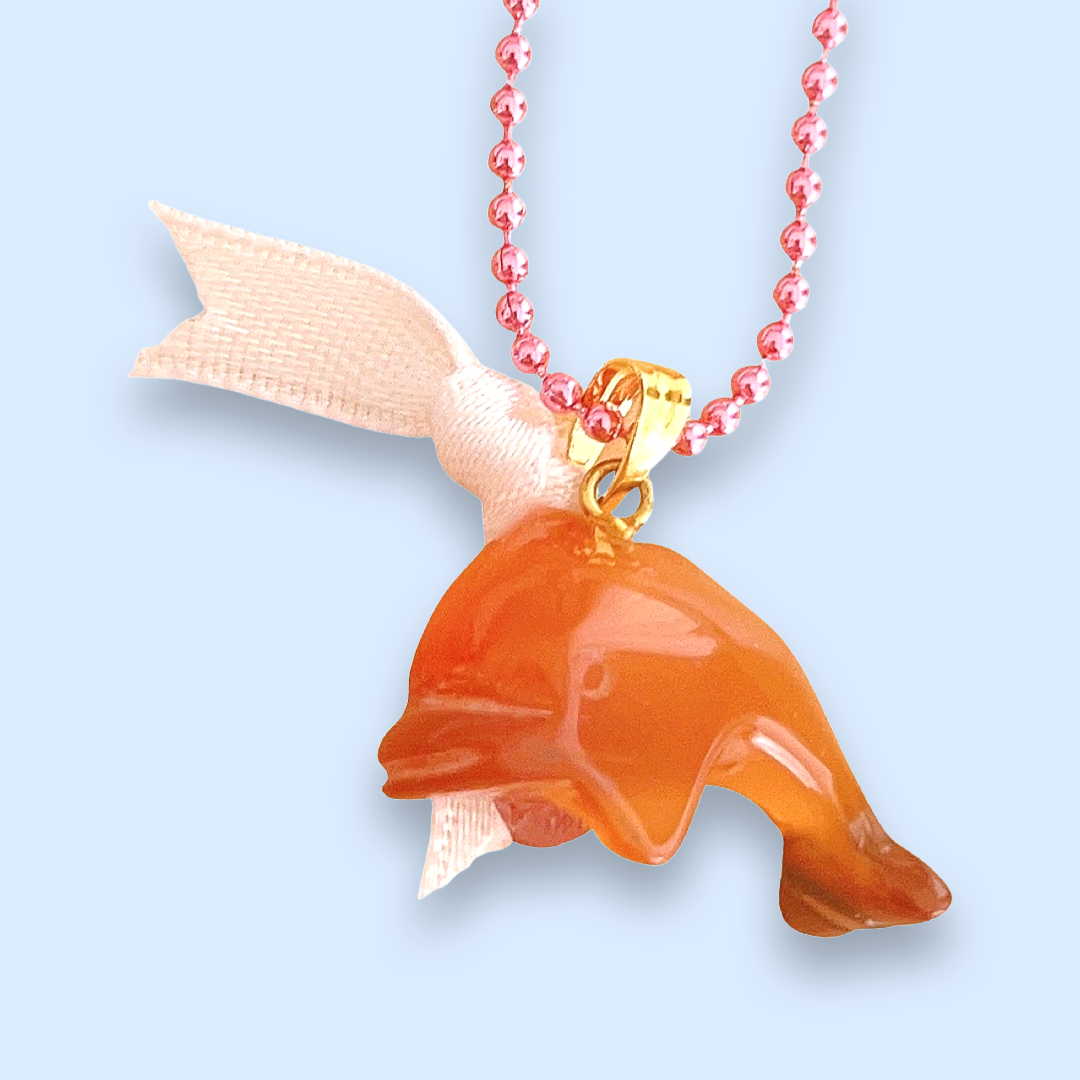 DeLuxe Pop Cutie Gemstone Dolphin Charm Necklace - Handmade