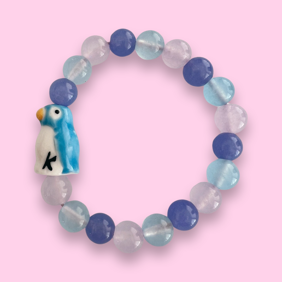 DeLuxe Pop Cutie Jade & Porcelein Handmade Bracelet - Ocean - Kids Size
