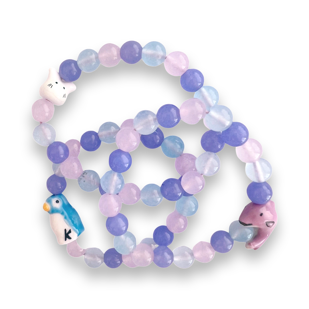DeLuxe Pop Cutie Jade & Porcelein Handmade Bracelet - Ocean - Kids Size