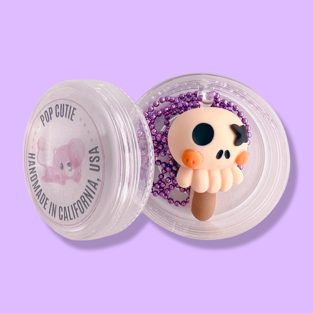 Pop Cutie Halloween Kawaii Skull Popsicle Necklace
