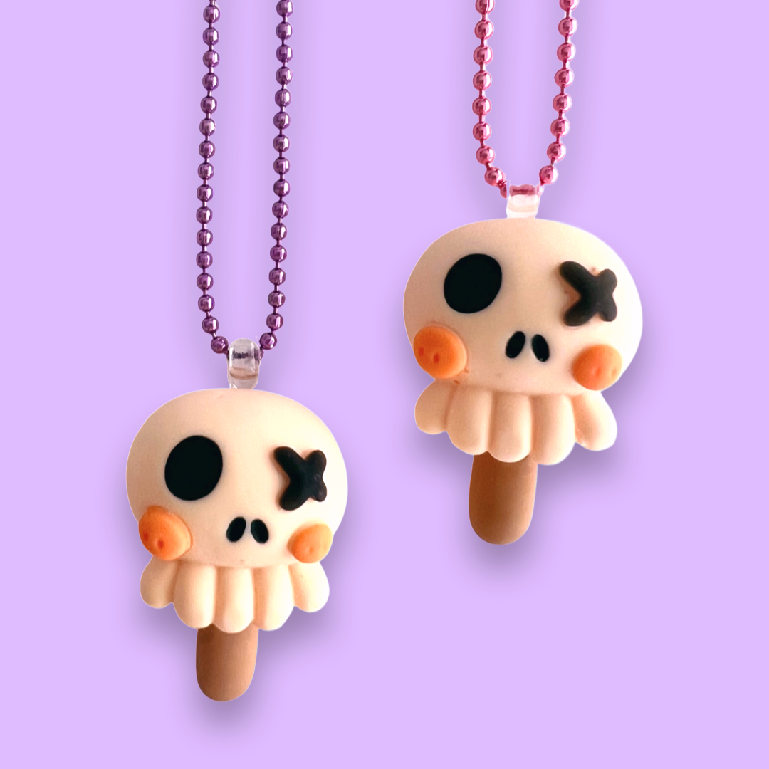 Pop Cutie Halloween Kawaii Skull Popsicle Necklace
