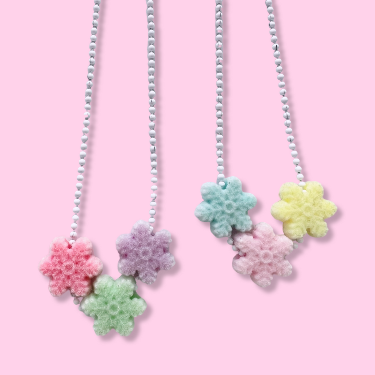 Pop Cutie Fuzzy Snowflakes Necklace