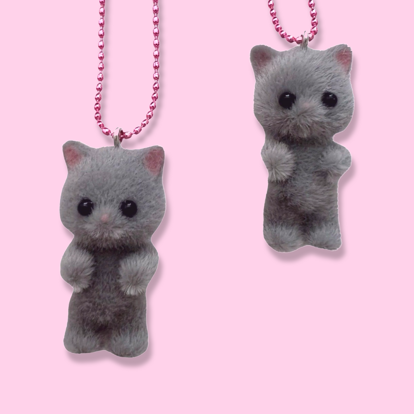 Pop Cutie Fluffy Kitty Necklace - Flocked