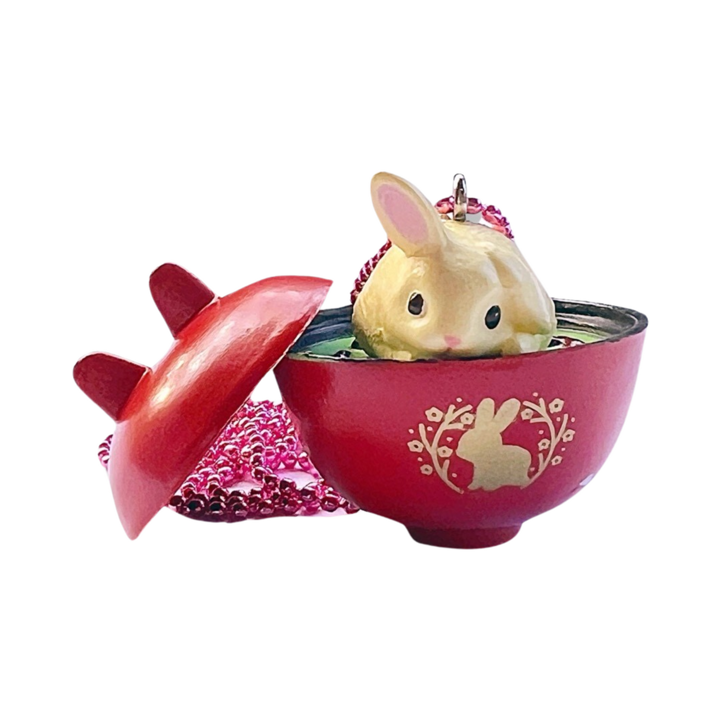 DeLuxe Pop Cutie Japanese Bunny Necklace - Red Bowl