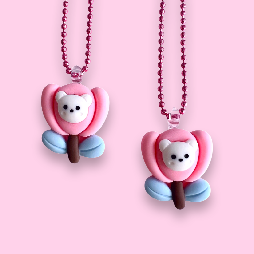 Pop Cutie Kawaii Flower Bear Necklace