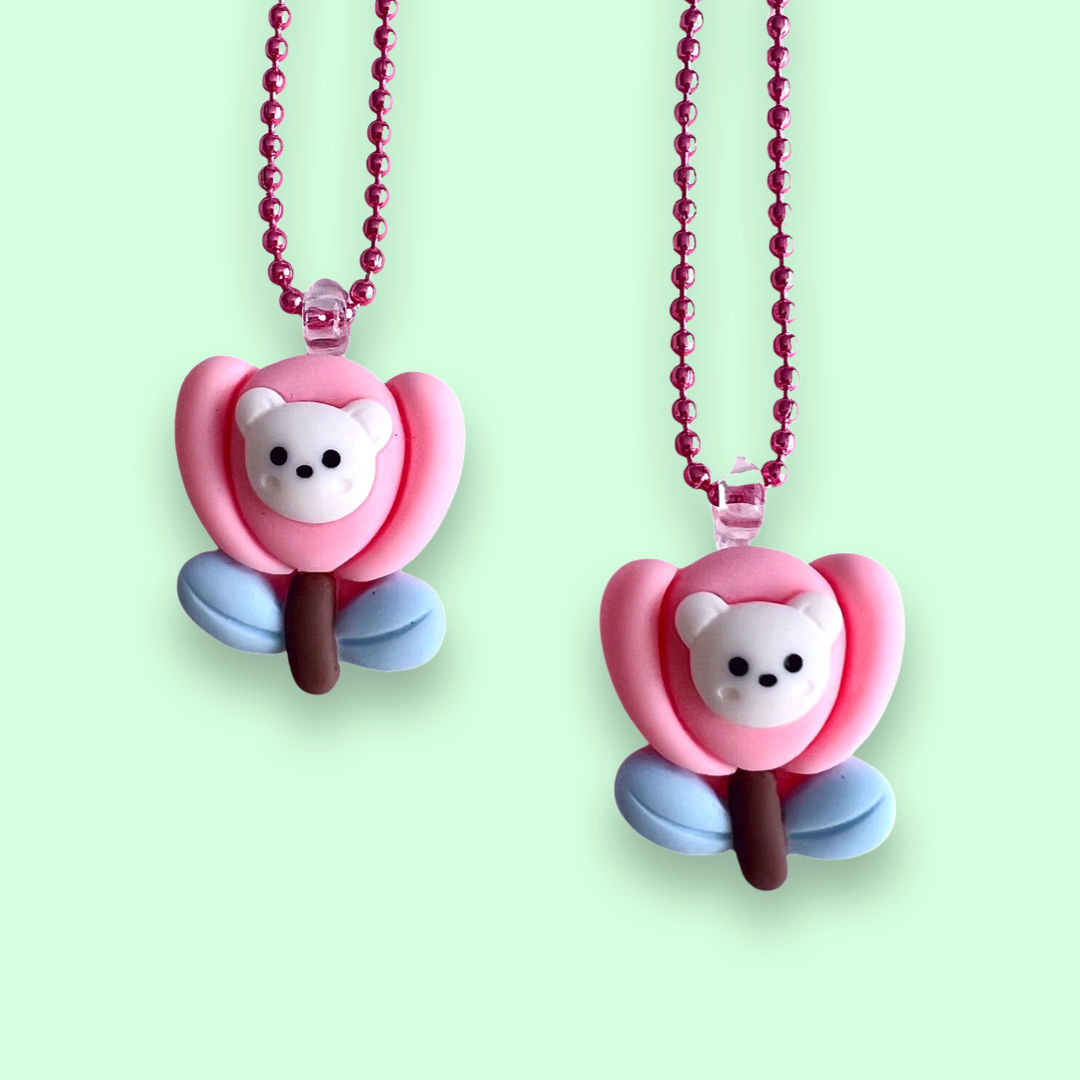 Pop Cutie Kawaii Flower Bear Necklace