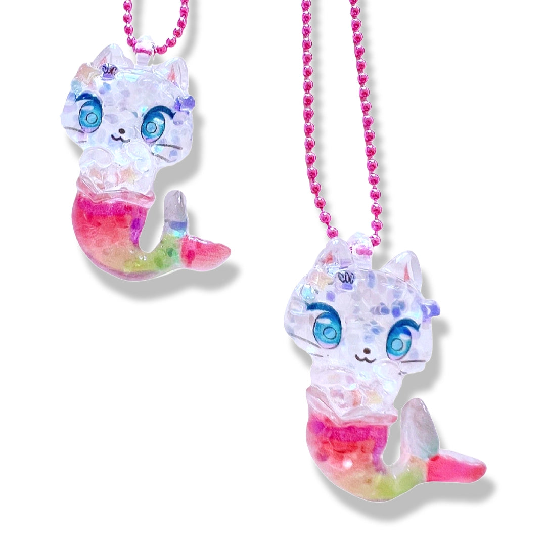 Pop Cutie Mermaid Cat Kids Necklace - Handmade