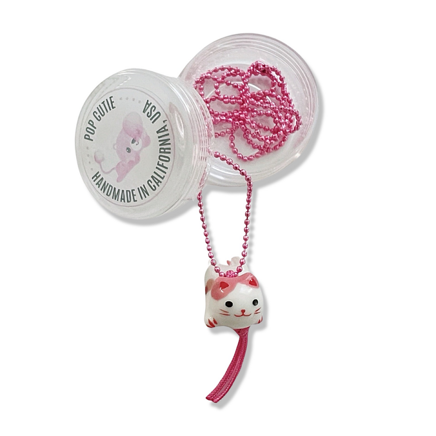 DeLuxe Pop Cutie Porcelain Kitty Necklace Blue