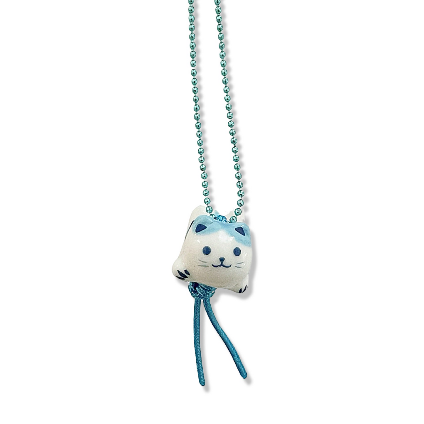 DeLuxe Pop Cutie Porcelain Kitty Necklace Blue