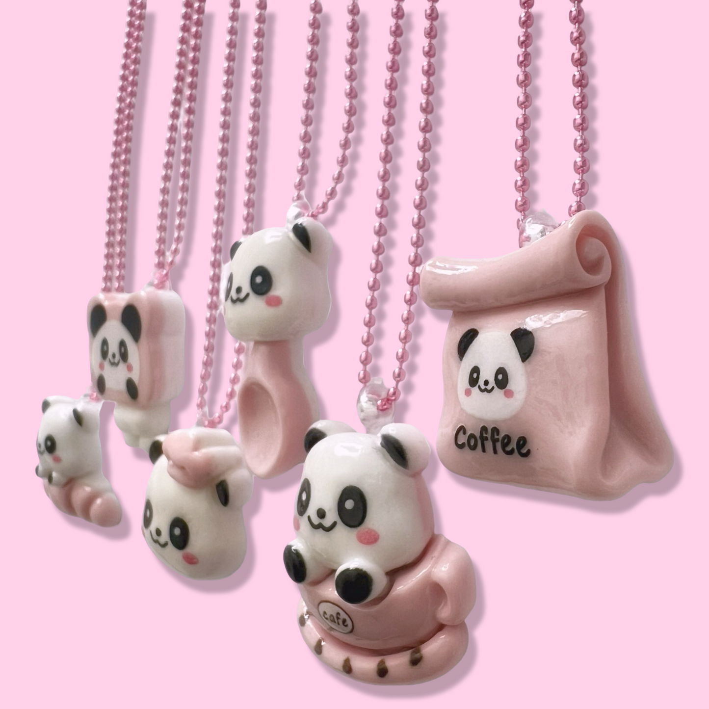 Pop Cutie Panda Cafe Necklace - Handmade