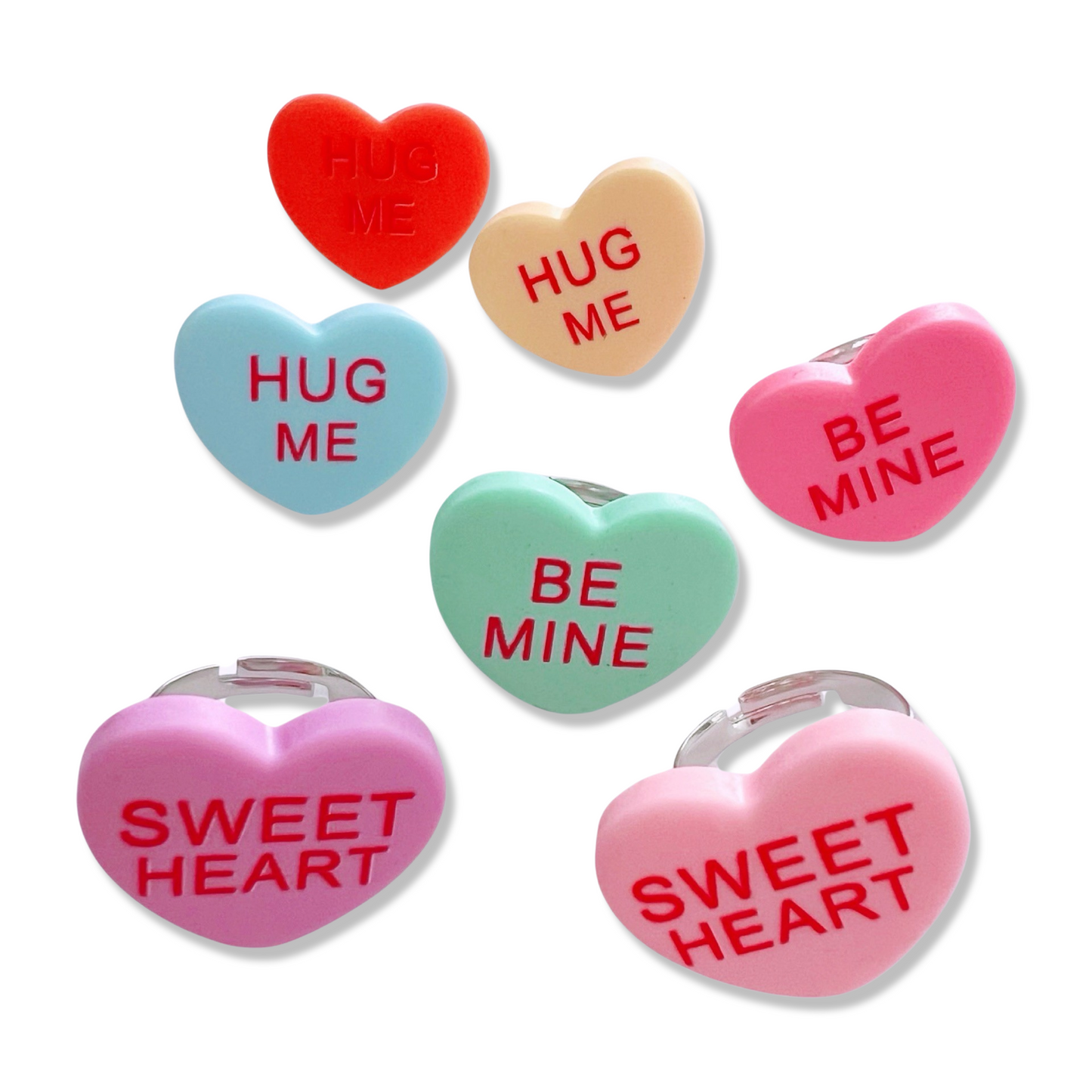Pop Cutie Conversation Candy Heart Ring - Adjustable Kids Size Valentines