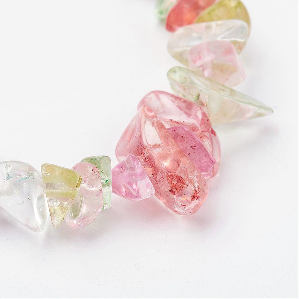 NOBEKE Rock Candy Natural Quartz Chips Beaded Stretch Bracelet Mixed