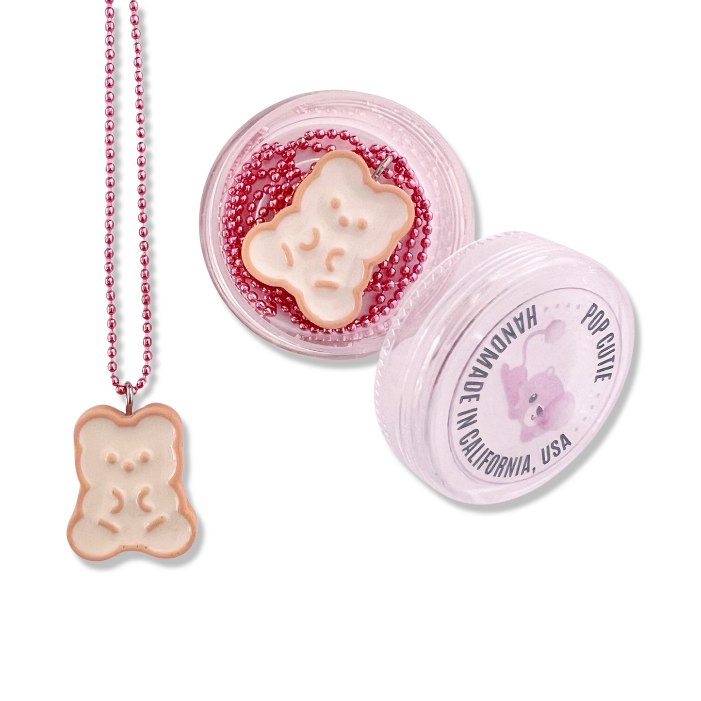 Pop Cutie Bear Biscuit Necklace - Handmade