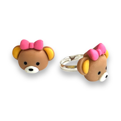 Pop Cutie Kawaii Bow Bear Ring - Adjustable Kids Size