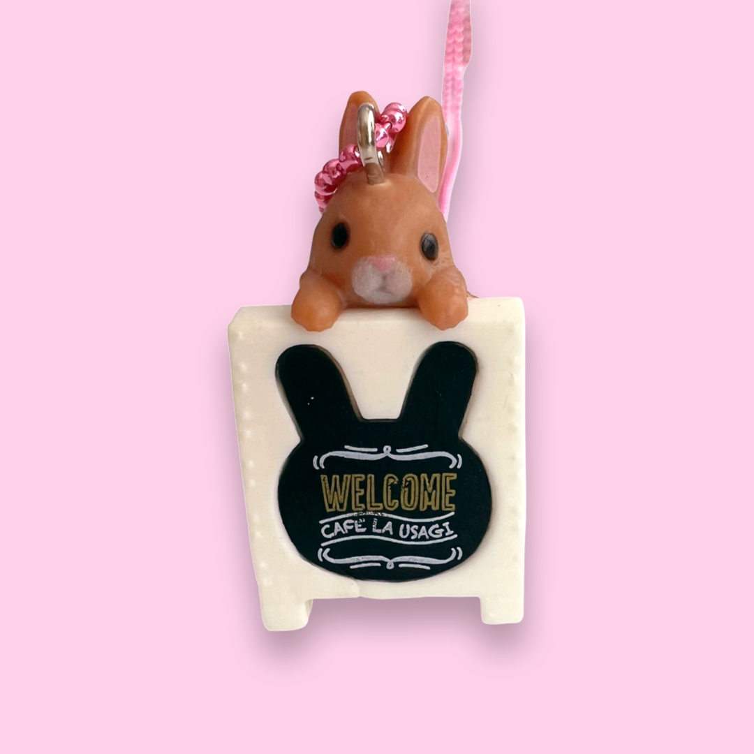 DeLuxe Pop Cutie Coffee Bunny Sign Necklace - Brown Bunny