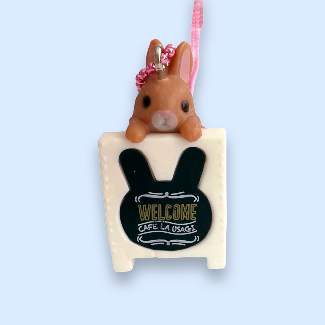 DeLuxe Pop Cutie Coffee Bunny Sign Necklace - Brown Bunny