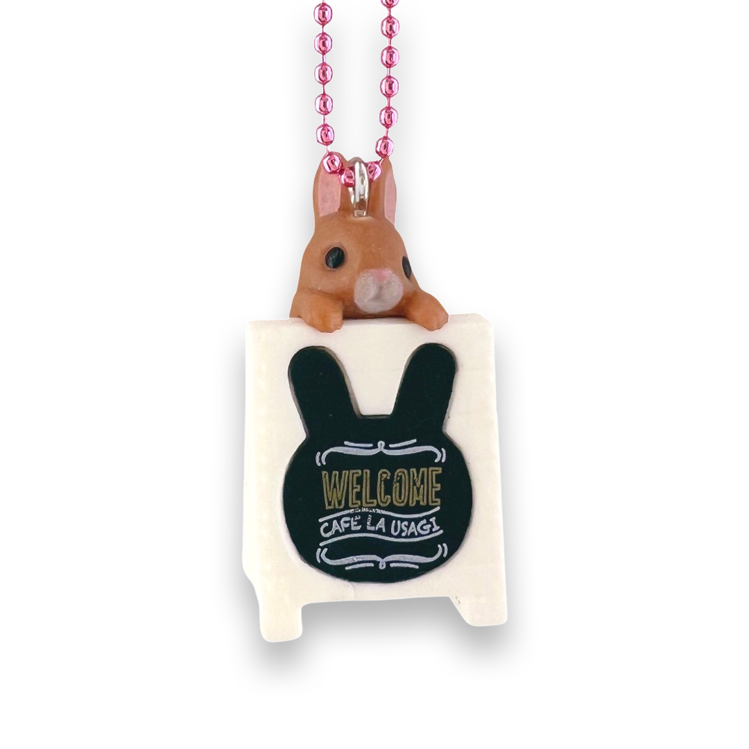 DeLuxe Pop Cutie Coffee Bunny Sign Necklace - Brown Bunny