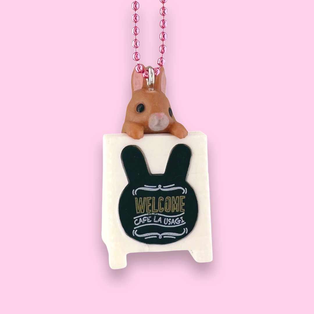 DeLuxe Pop Cutie Coffee Bunny Sign Necklace - Brown Bunny