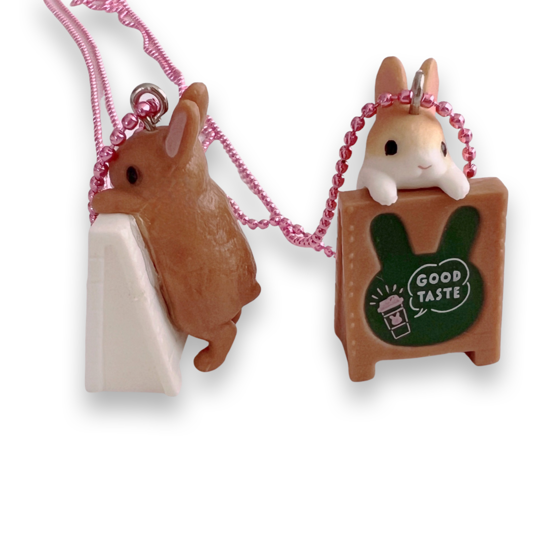 DeLuxe Pop Cutie Coffee Bunny Sign Necklace - Brown Bunny