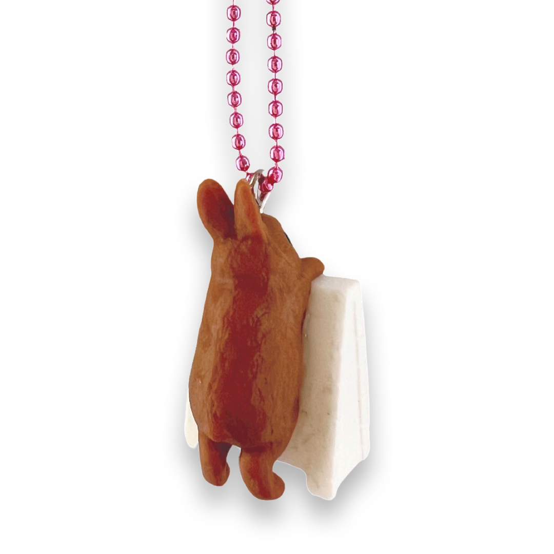 DeLuxe Pop Cutie Coffee Bunny Sign Necklace - Brown Bunny