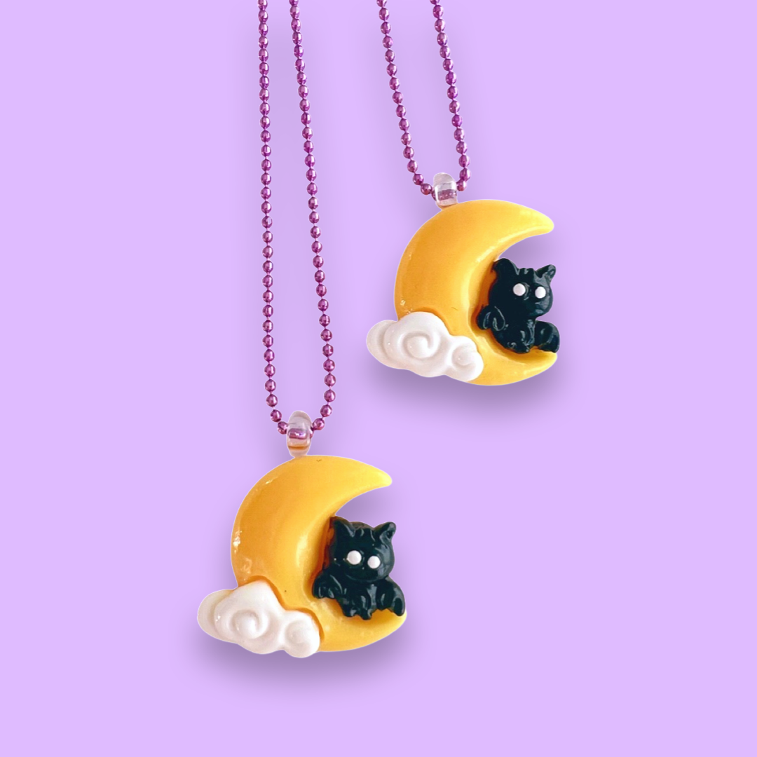 Pop Cutie Halloween Kawaii Bat Moon Necklace