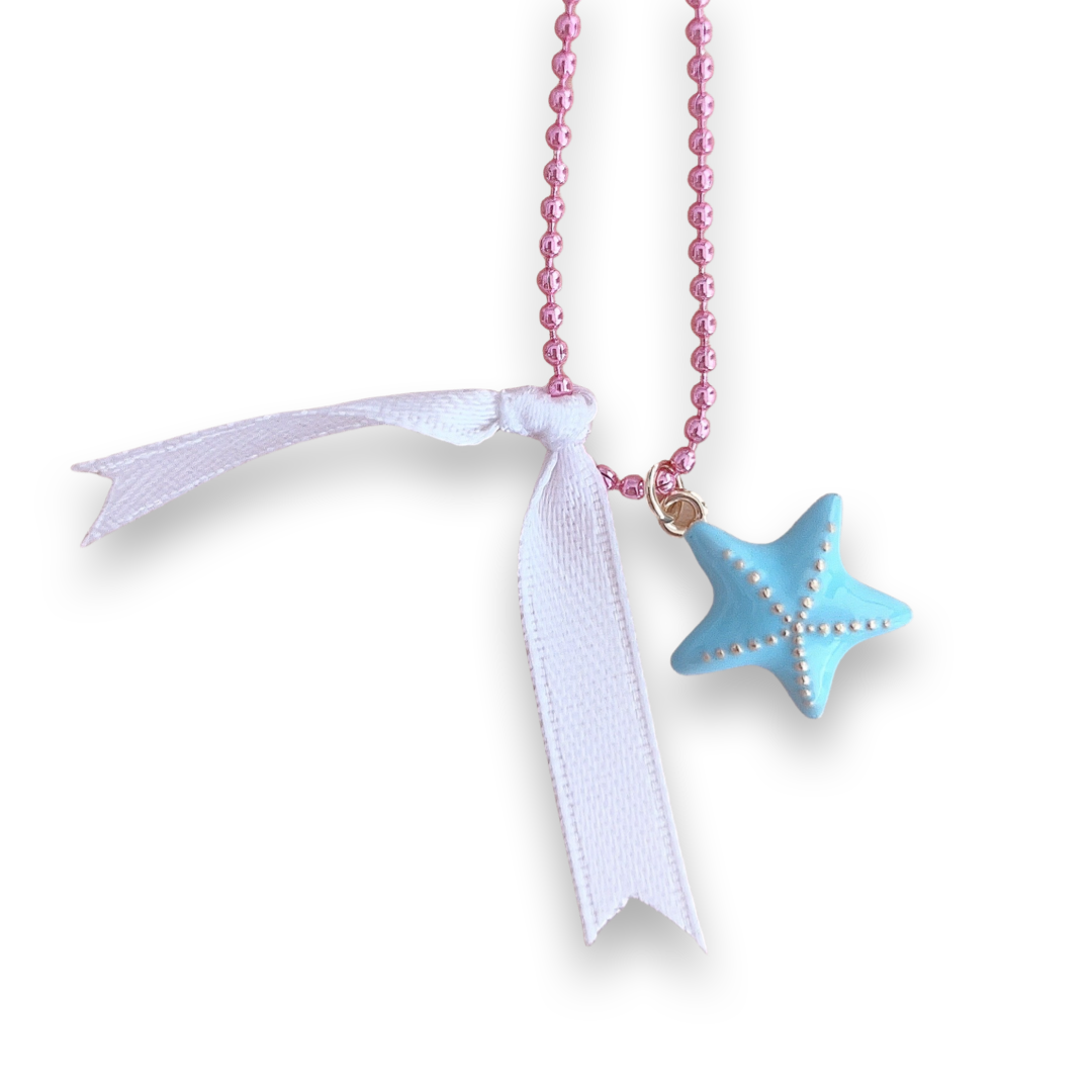 DeLuxe Pop Cutie Enamel Starfish Charm Necklace - Handmade