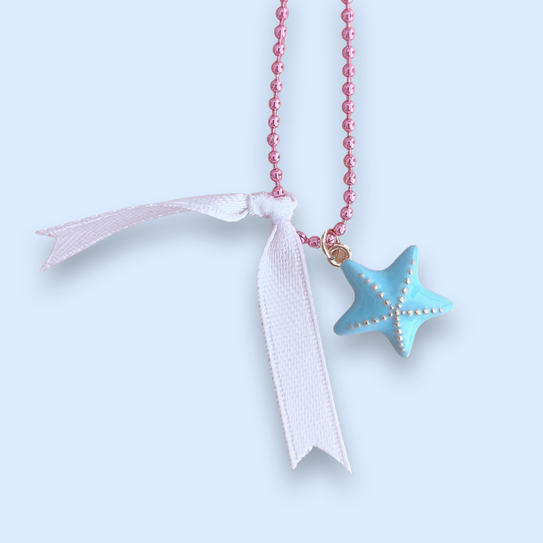 DeLuxe Pop Cutie Enamel Starfish Charm Necklace - Handmade