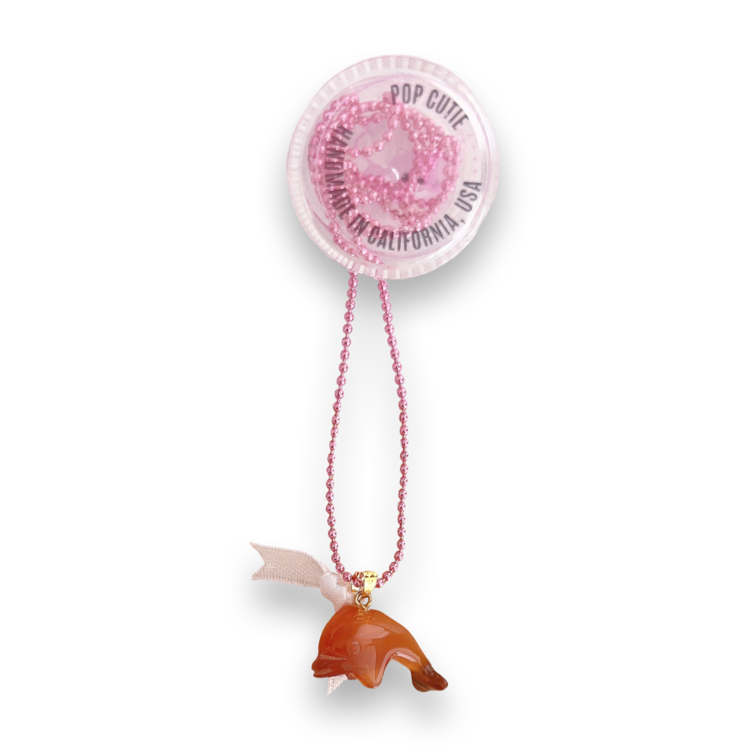 DeLuxe Pop Cutie Gemstone Dolphin Charm Necklace - Handmade
