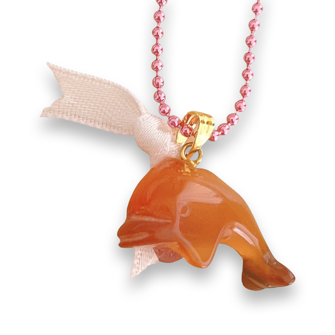 DeLuxe Pop Cutie Gemstone Dolphin Charm Necklace - Handmade