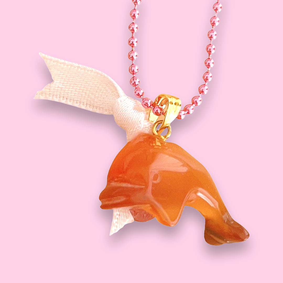 DeLuxe Pop Cutie Gemstone Dolphin Charm Necklace - Handmade