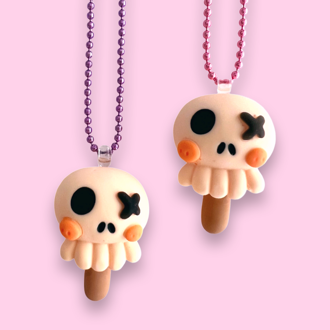Pop Cutie Halloween Kawaii Skull Popsicle Necklace