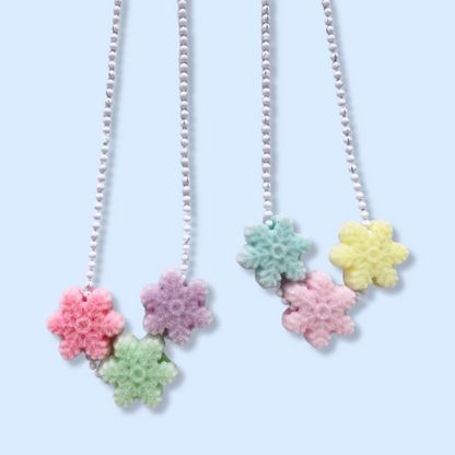 Pop Cutie Fuzzy Snowflakes Necklace