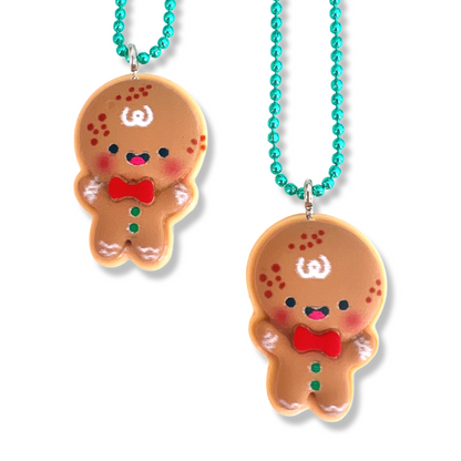 Pop Cutie Gingerbread Boy Kids Christmas Necklace