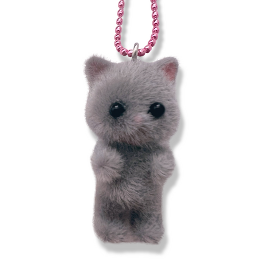 Pop Cutie Fluffy Kitty Necklace - Flocked