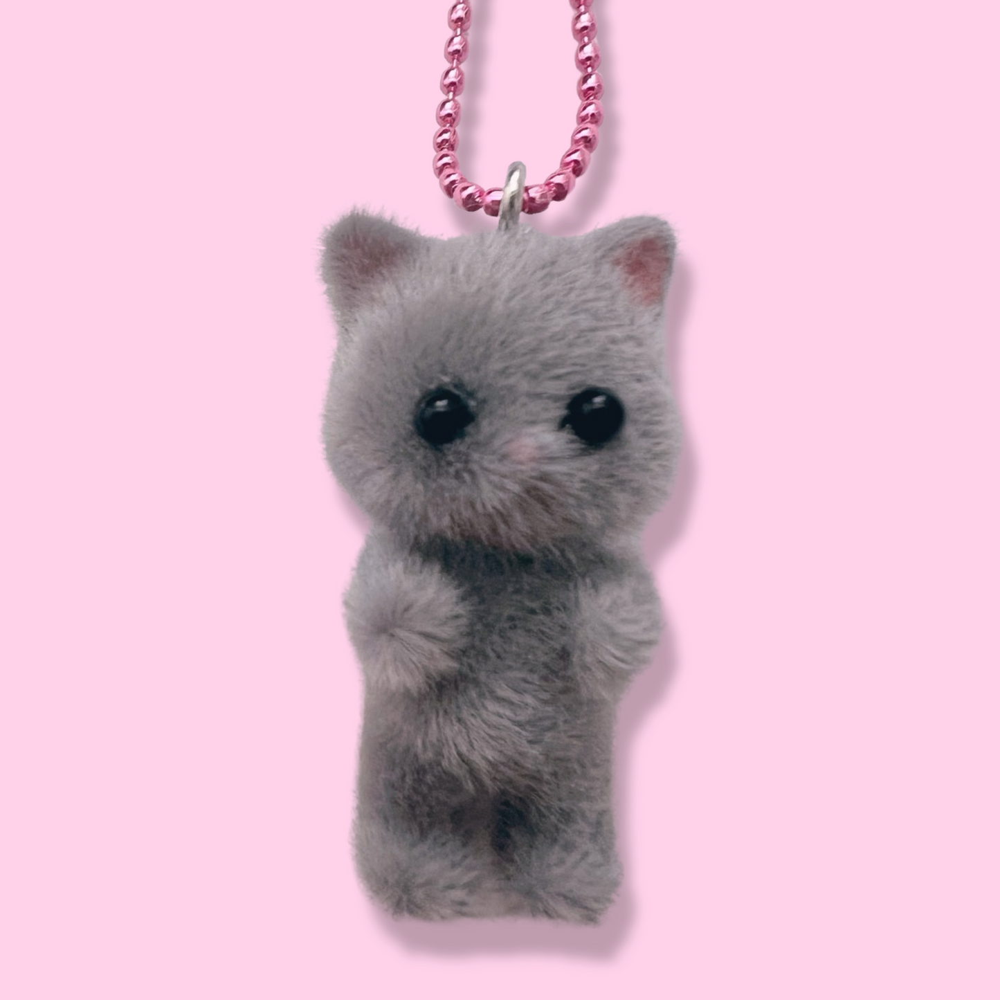 Pop Cutie Fluffy Kitty Necklace - Flocked