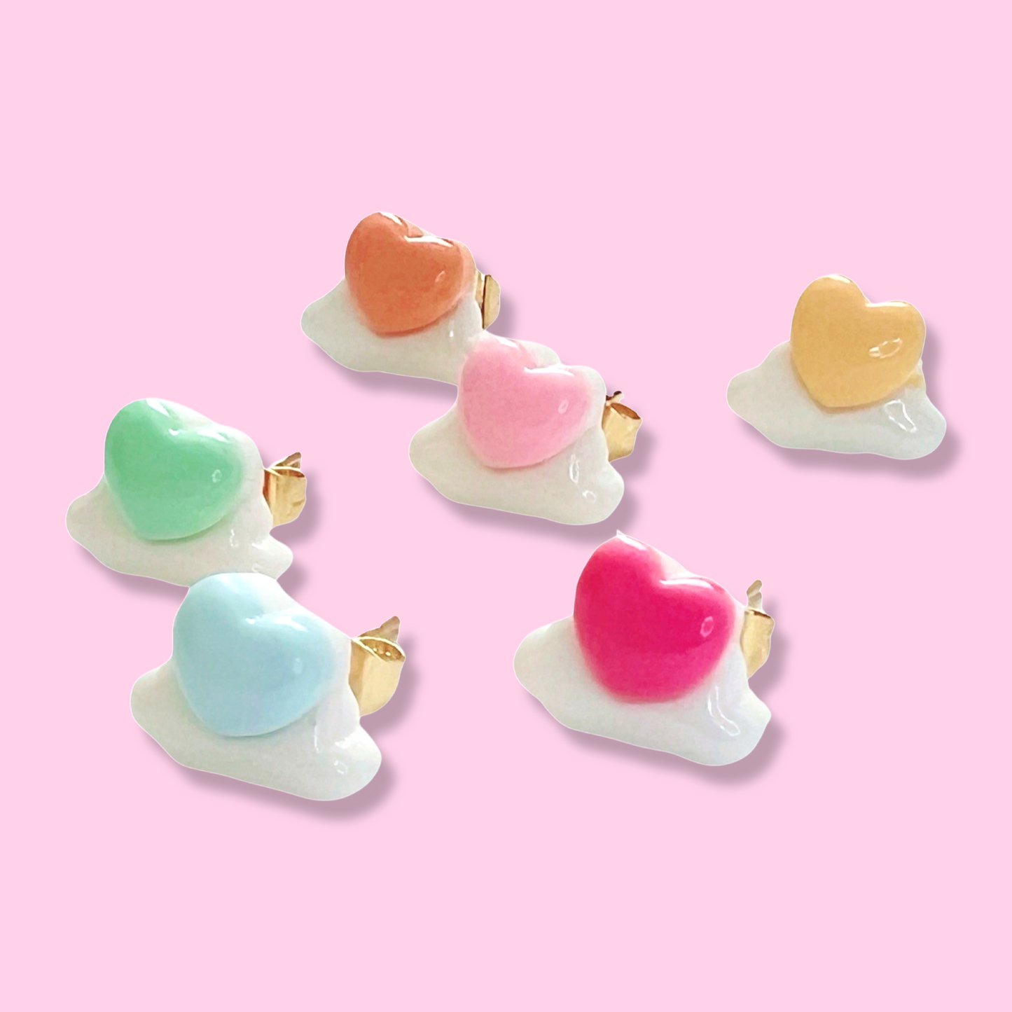 Pop Cutie Heart Clouds Mix & Match Earring pair  - 18K Gold plated