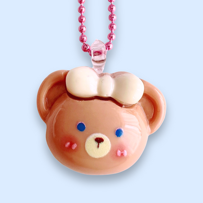 Pop Cutie Bow Bear Necklace