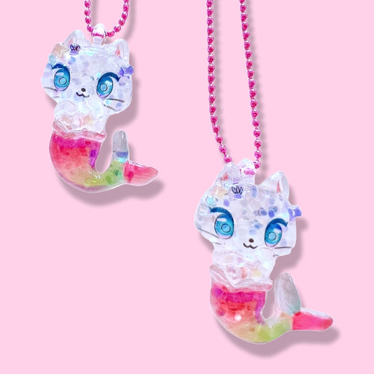 Pop Cutie Mermaid Cat Kids Necklace - Handmade