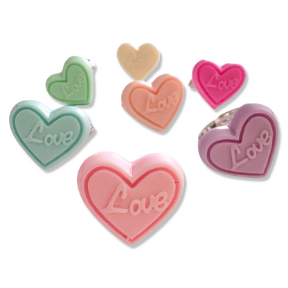 Pop Cutie Conversation Love Heart Ring - Adjustable Kids Size Valentines