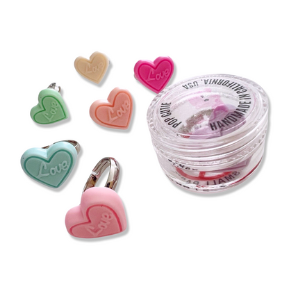 Pop Cutie Conversation Love Heart Ring - Adjustable Kids Size Valentines