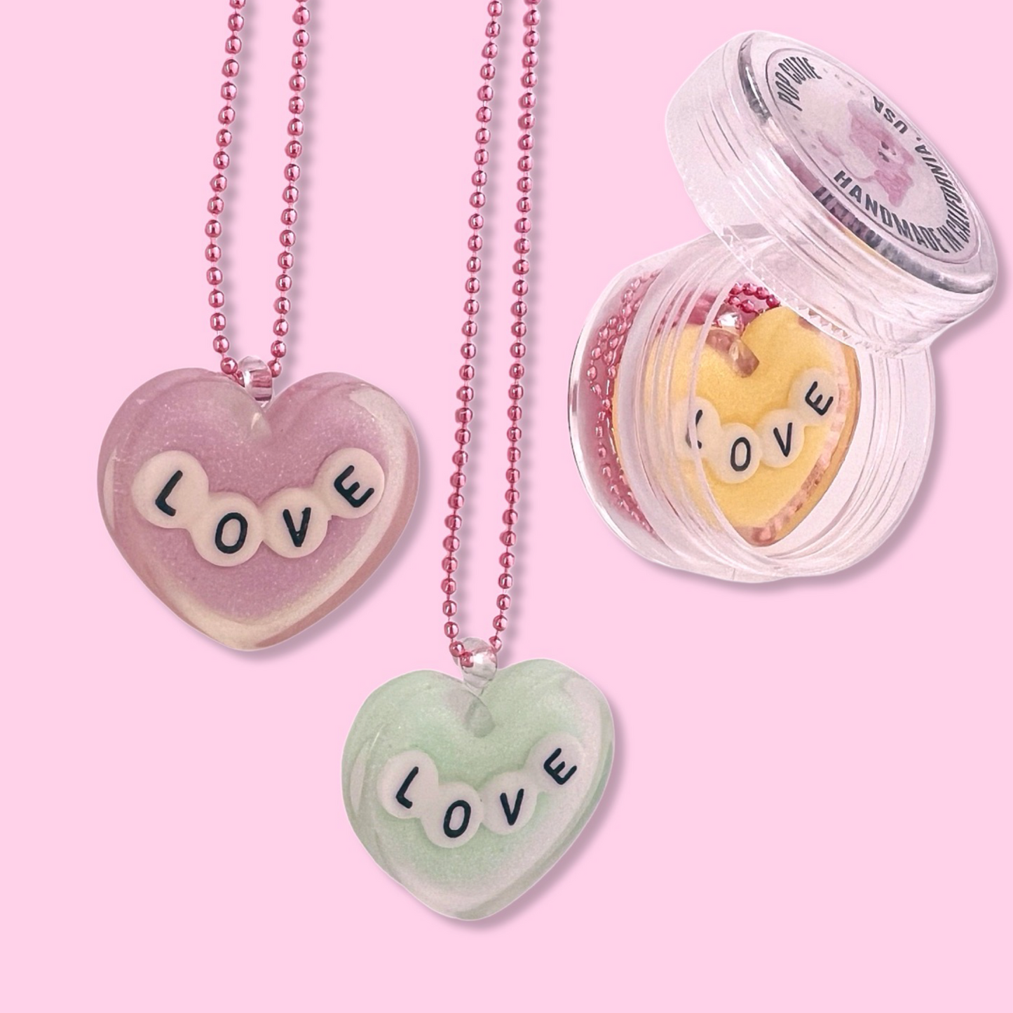 Pop Cutie Love Heart Necklace - Handmade - Valentines