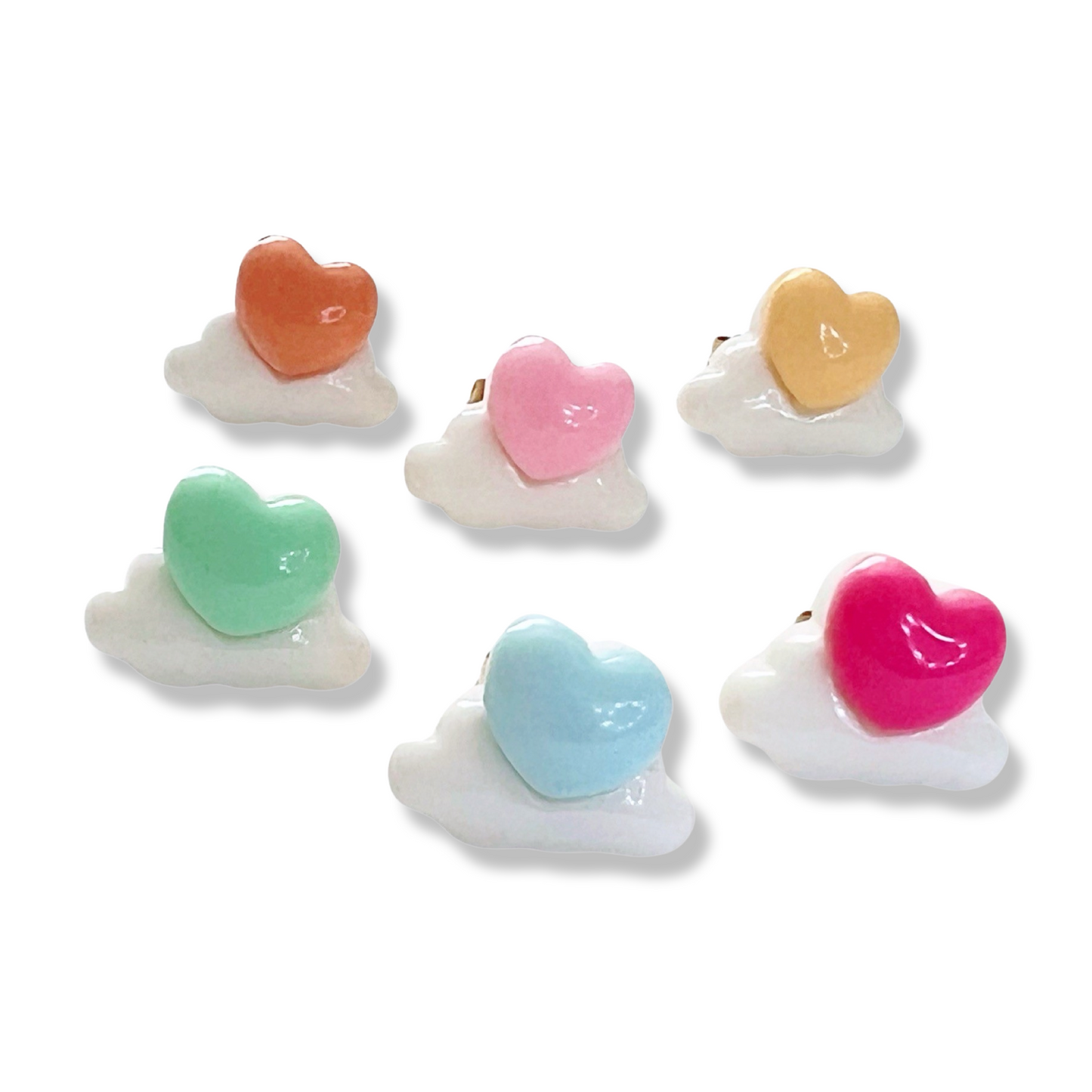 Pop Cutie Heart Clouds Mix & Match Earring pair  - 18K Gold plated