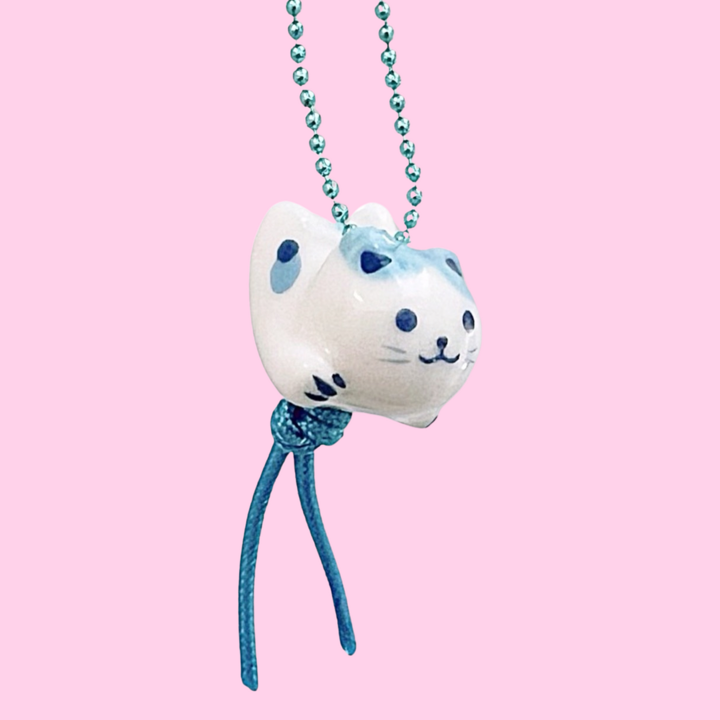 DeLuxe Pop Cutie Porcelain Kitty Necklace Blue
